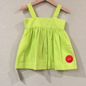 NEW Smiling Button Baby Girl 12M Green Swing Tank Dress 100%‎ Cotton Made in USA